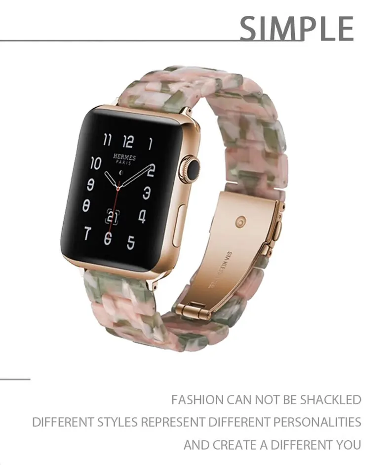 44 мм 40 мм смолы ремешок для apple Watch 4 группа 42 мм 38 мм Корреа Нержавеющая сталь пряжки iwatch 3/2/1 ремешок