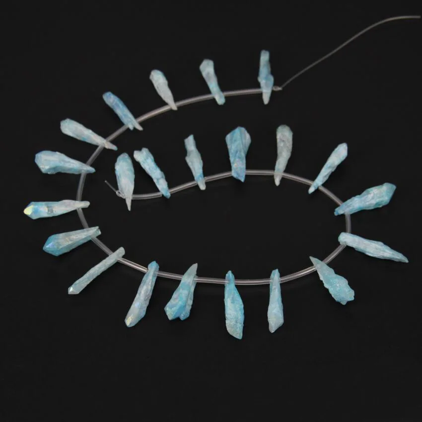 Приблизительно 22 шт Необработанные небесно-голубые хрустальные длинные бусы