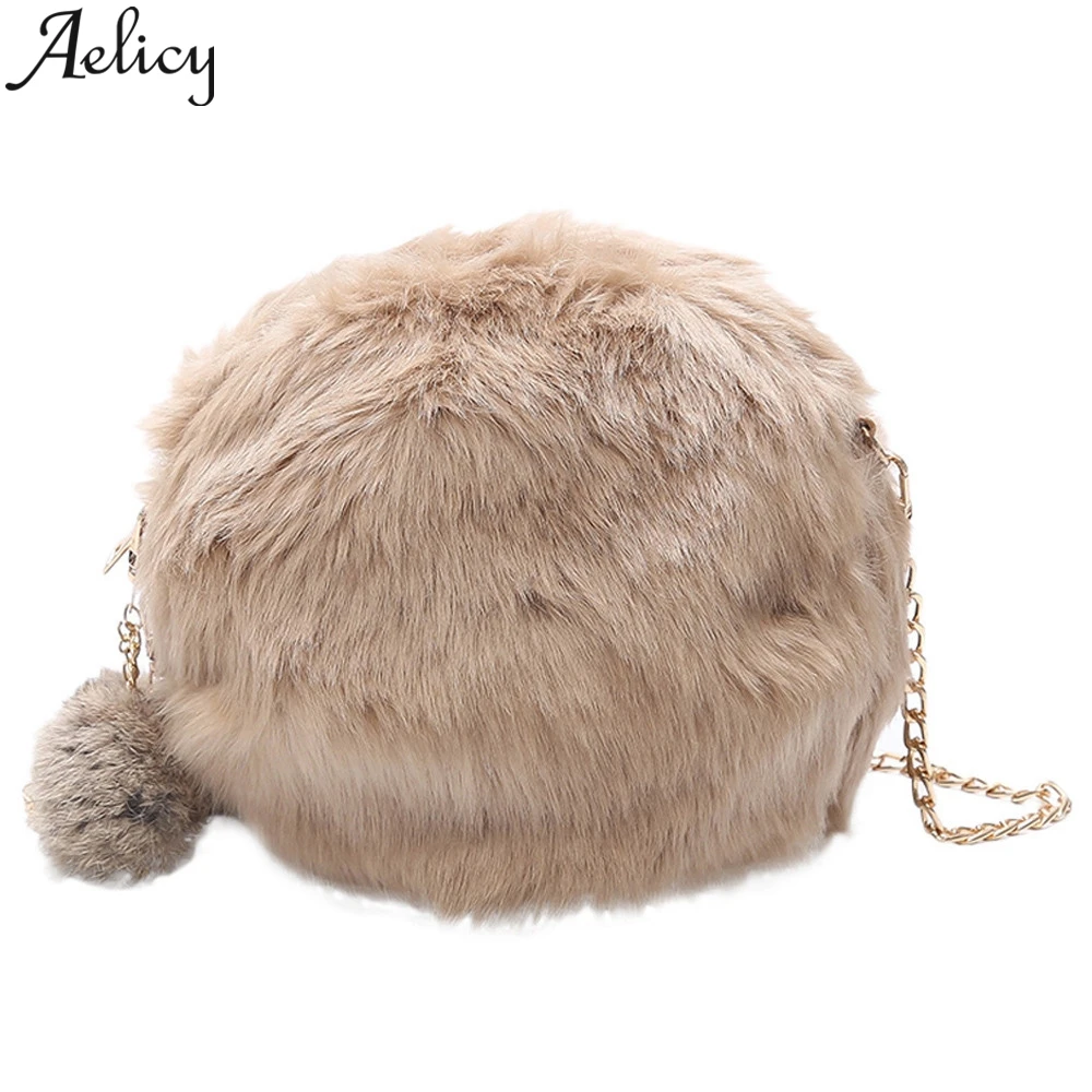 Aelicy Hairball одноцветные плюшевые сумки на плечо сумка-клатч для женщин