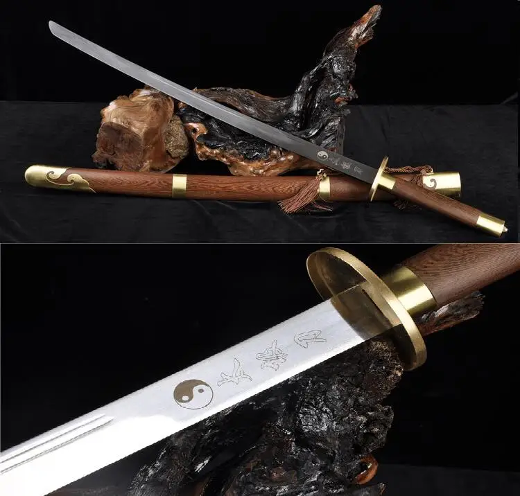 Лезвие из нержавеющей стали китайский нож Tai Ji Wu Shu меч Broadsword латунные фитинги |