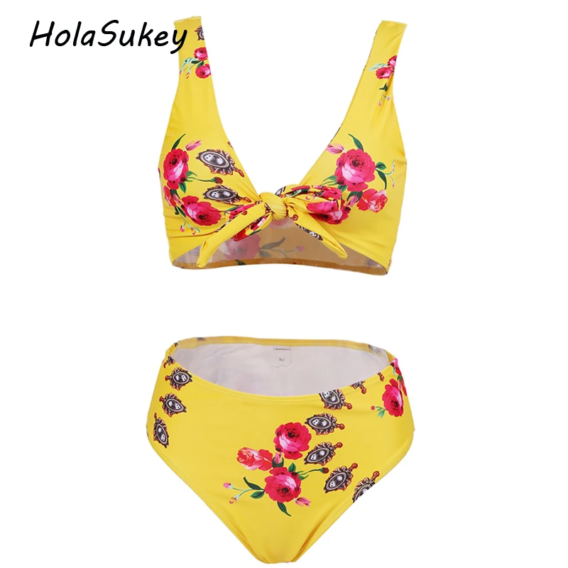 HolaSukey новинка 2020 комплект бикини сексуальный купальник с принтом женский высокой