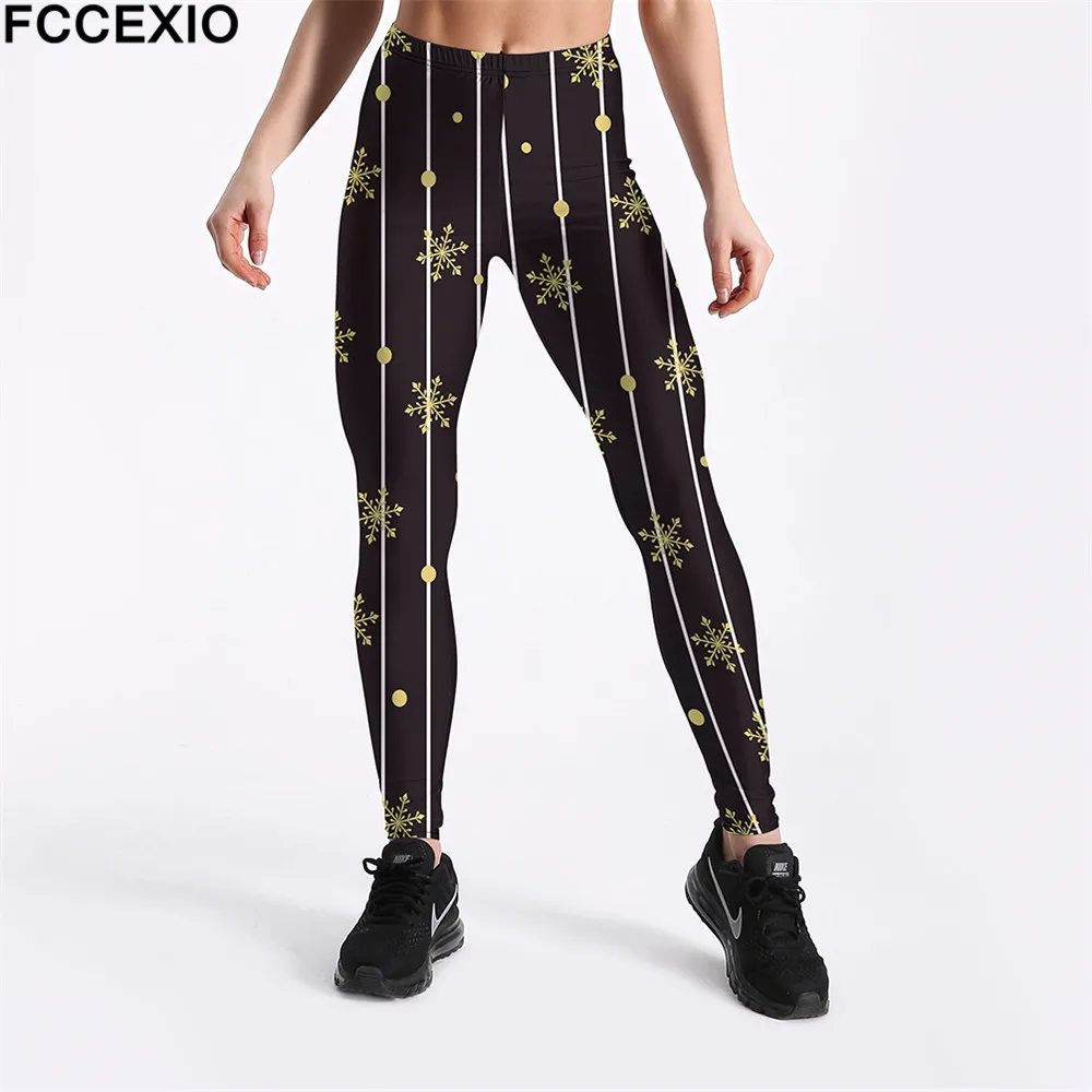 Новинка зимние леггинсы для тренировок FCCEXIO фитнеса с высокой талией 3D-принтом в