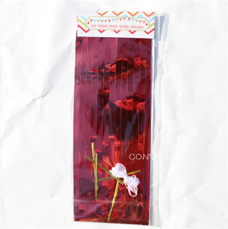 Red foil tassel Soild Цвет гирлянда из папиросной бумаги с кистями, хороший подарок на день рождения, свадьбу, вечерние, Дня благодарения рождественское торжественное мероприятие вечерние украшения - Цвет: Red foil tassel