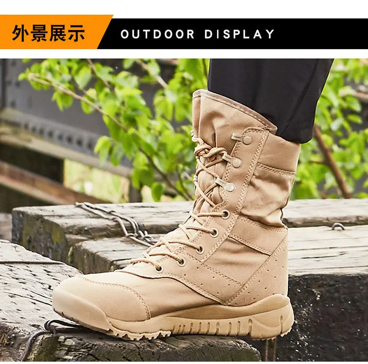 36-46 Size Summer Army Fans Combat Boot Men Women Outdoor Climbing High Top Hiking Shoes Tactical Training Desert Military Boots