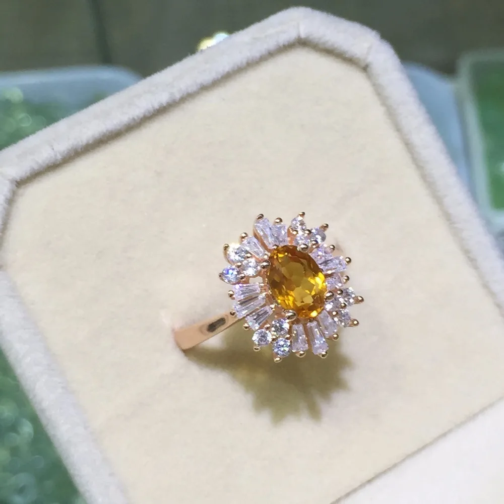 KJJEAXCMY Fine jewelry популярное кольцо с Т-образным бриллиантом 925 Серебряное инкрустированное натуральным цитрином женское кольцо оптом