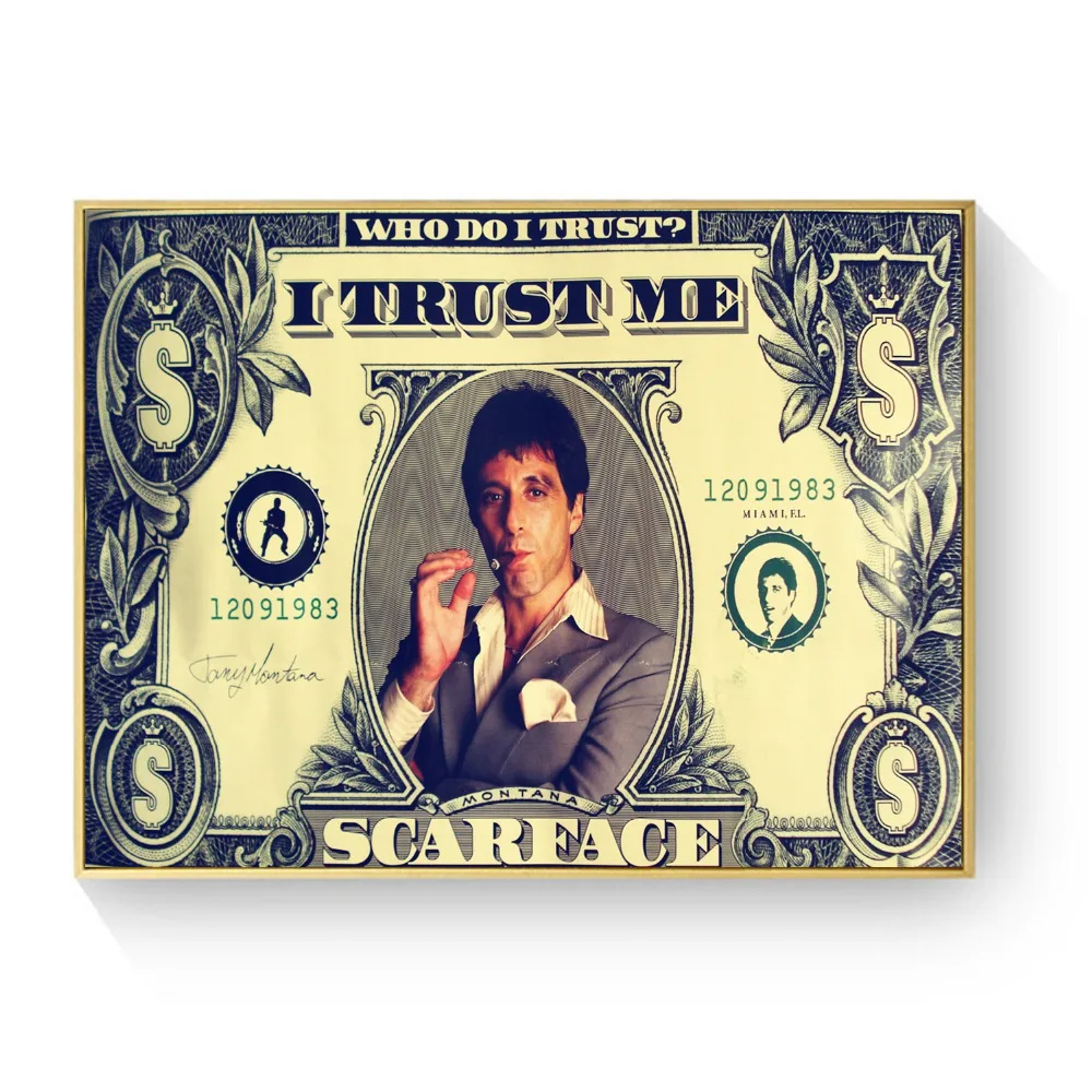 Scarface США доллар стиль плакаты и принты холст Художественная декоративная стена картины для гостиной домашний Декор Картина без рамы