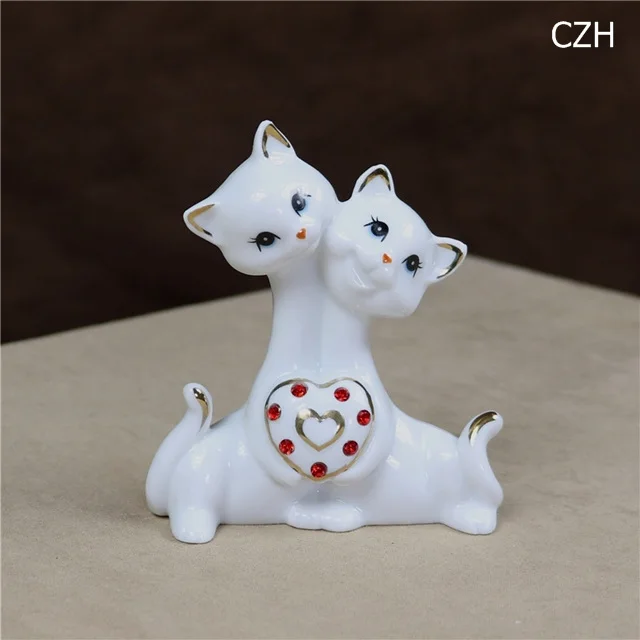 Красивая Фарфоровая статуэтка для влюбленных котов, керамическая статуэтка для влюбленных, скульптура кошки, украшение ручной работы, украшение для настоящего интерьера