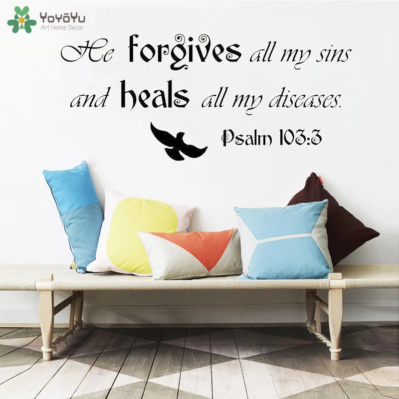 YOYOYU Настенная Наклейка Псалом 103:3 He Forgive цитаты виниловая фотография | Наклейки для стен -32888216647