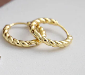 Gold Hoops F.I.N.S Корея горячий стиль чистое серебро 925 пробы Серьги для женщин Мода Золотой кант маленькие серьги-кольца ювелирные изделия - Окраска металла: Gold Hoops