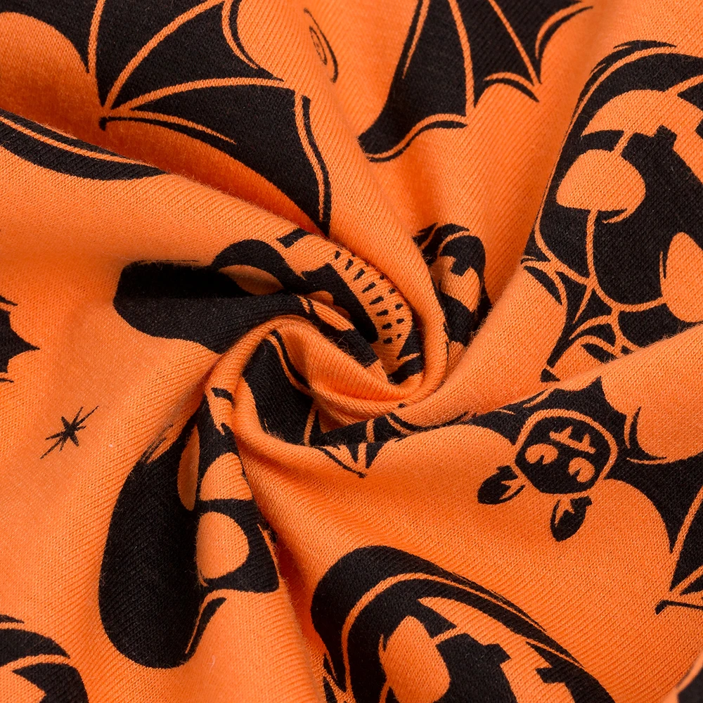 Новые для маленьких мальчиков комбинезон Хэллоуин хлопок оранжевый череп тыквы