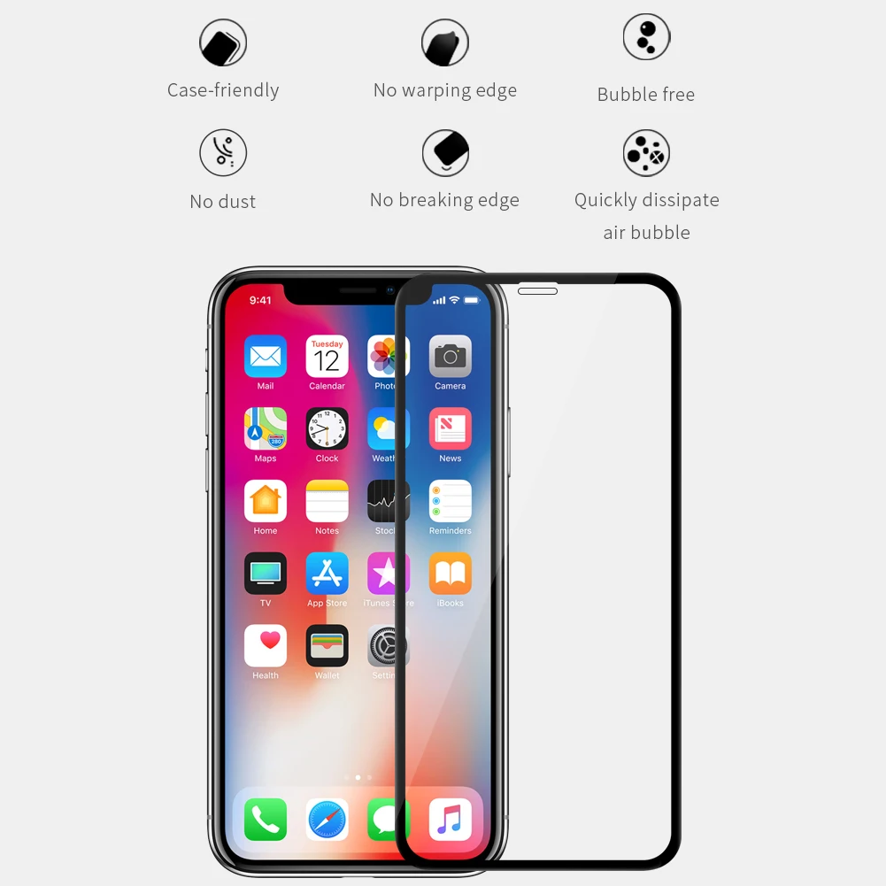 Nillkin glass film for iPhone Xs curved full screen Anti-Explosion protector Anti-broken edge Screen Protector | Мобильные телефоны