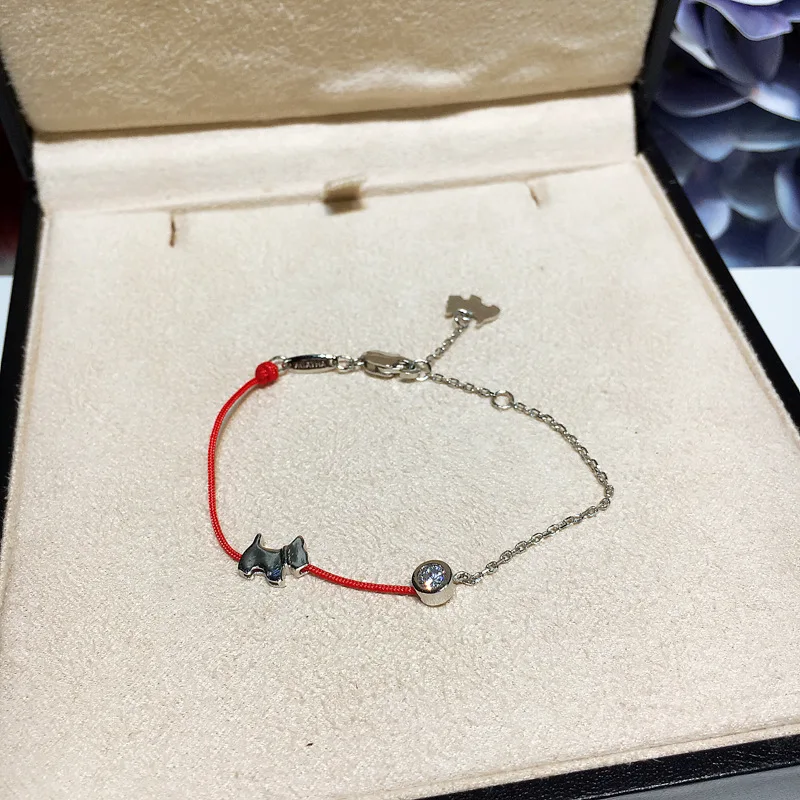 Red Rope Bracelet Sweet Gift For Birthday Jewelry All Matching Lovely Dog High Quality Pure 925 Sterling Silver Zircon | Украшения и