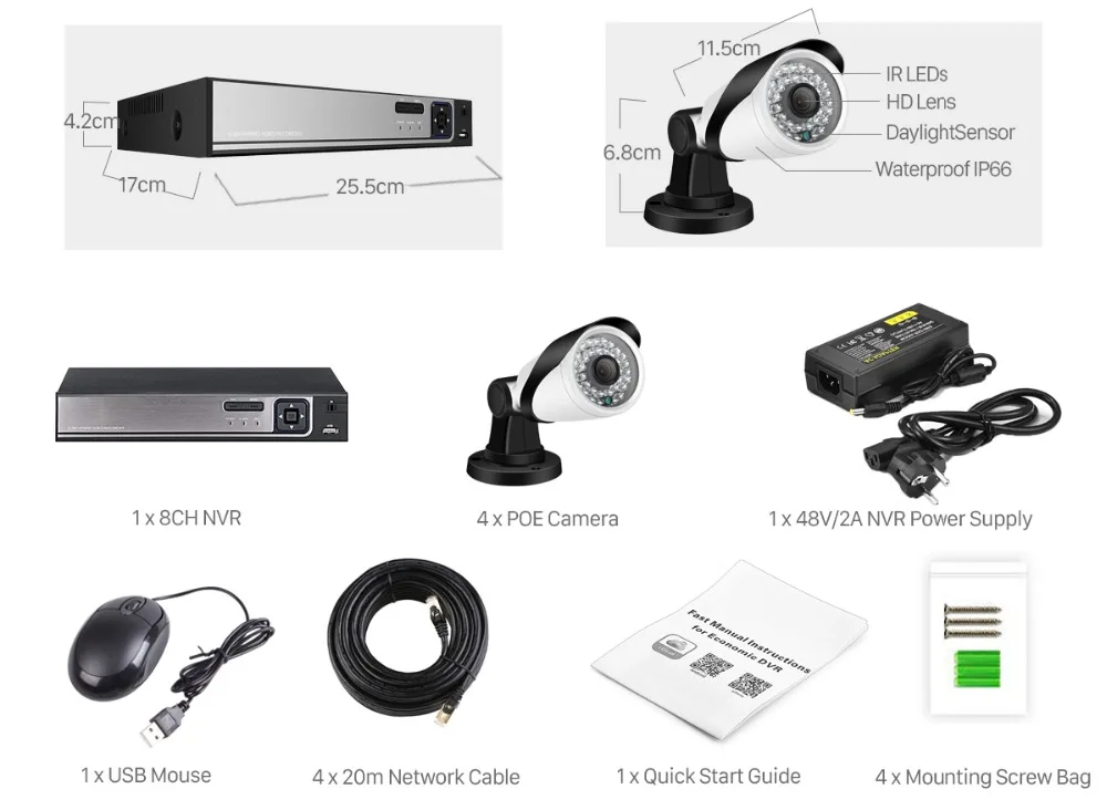 BESDER 8CH CCTV Системы POE NVR с 8 шт 3.0MP открытый IP67 Водонепроницаемая камера видеонаблюдения Системы комплект видеонаблюдения XMEye