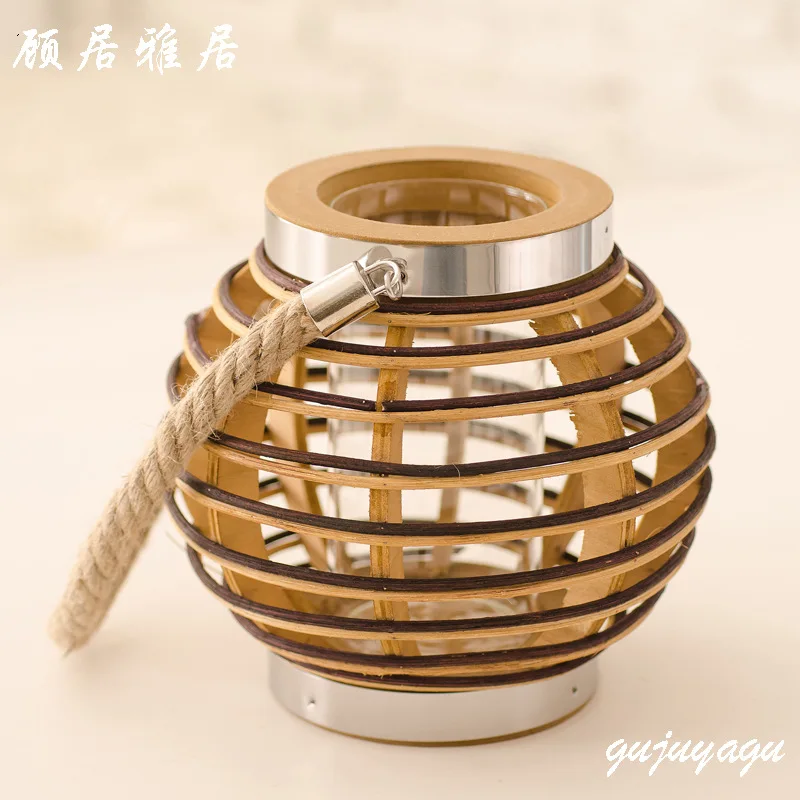 Новый портативный деревянный подсвечник ручной работы из ротанга Прямая