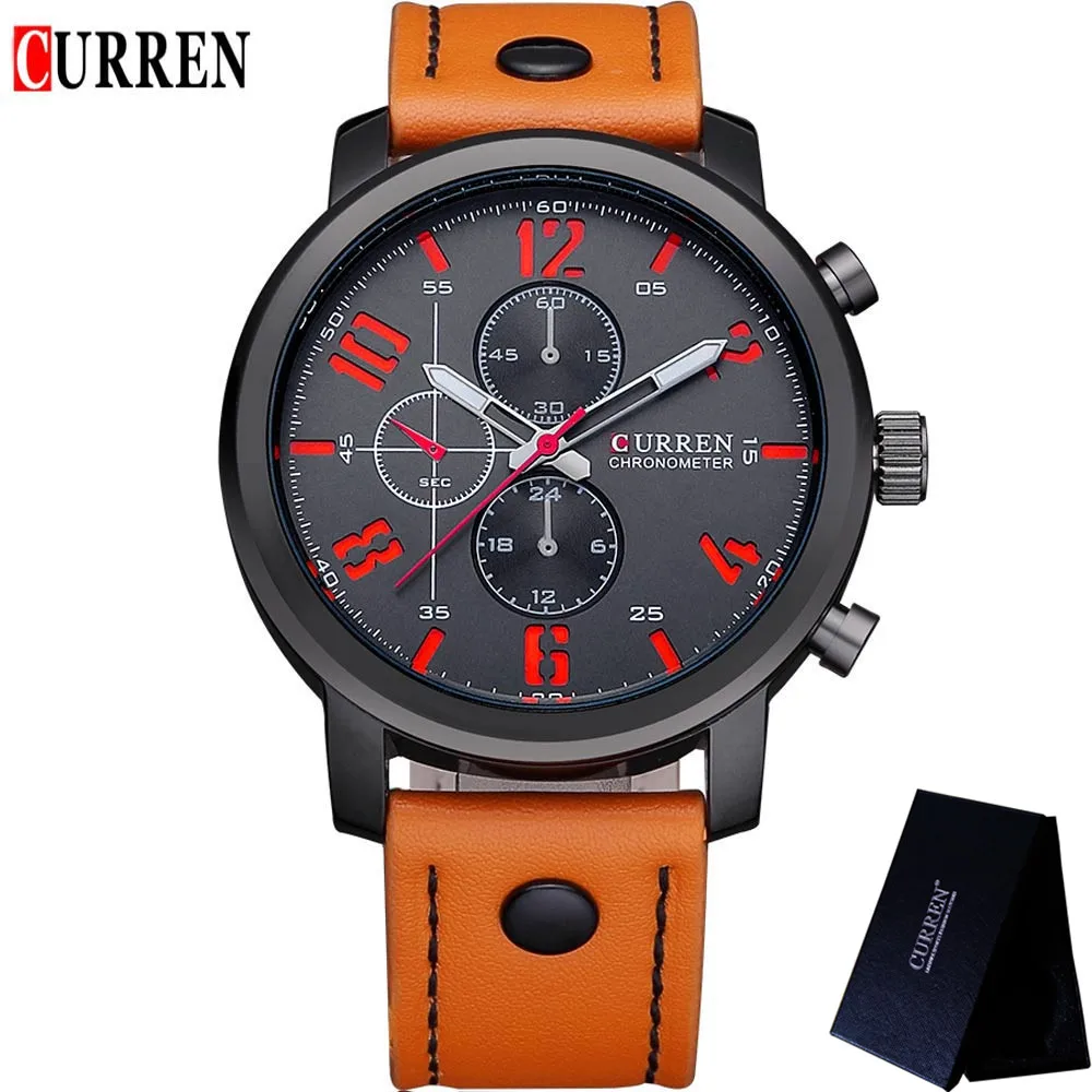 Новый Curren Часы Мужская Спортивная Военное Дело армия часы Топ Роскошные