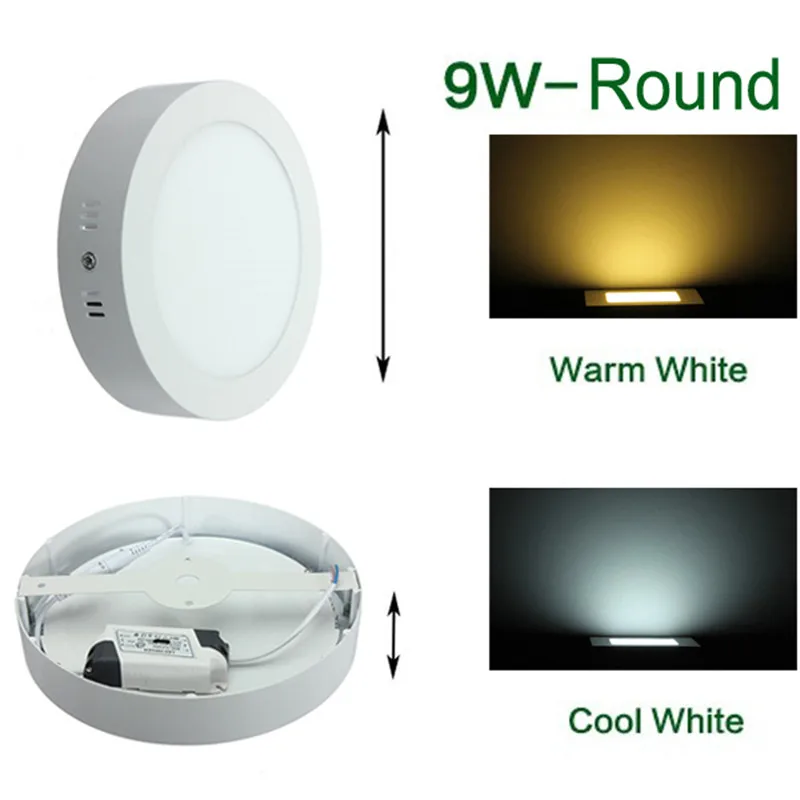 

10pcs 9W Surface LED Ceiling Panel Light Indoor Lighting Lamp AC85-265V Warm White/White/Cold White LED Spot Light