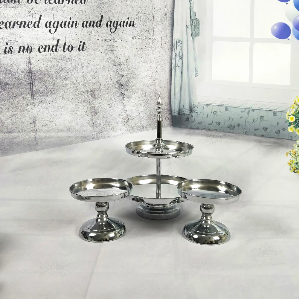 Серебристая зеркальная подставка для торта с гальваническим покрытием