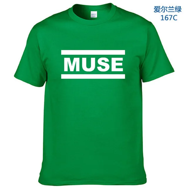 Green-W Muse футболки мужские muse футболки летние с коротким рукавом хлопковые футболки топы рок группа футболки - Цвет: Green-W