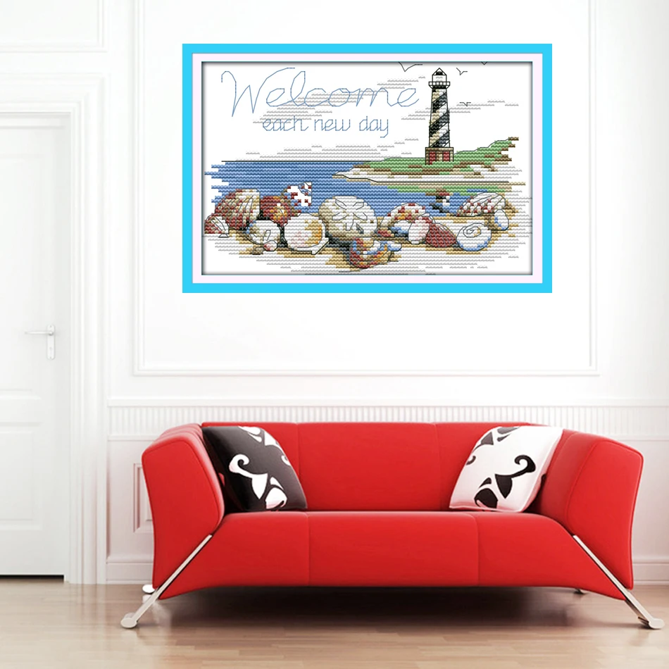 

Joy Sunday,lighthouse,cross stitch embroidery set,Needlework counted cross-stitch patterns,Scenery pattern cross stitch kit