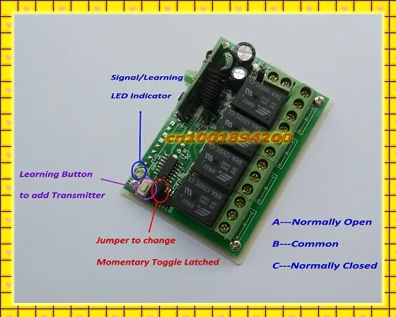 DC12V 4CH реле контактный пульт дистанционного управления Мини передатчик PCB 315 433 ASK