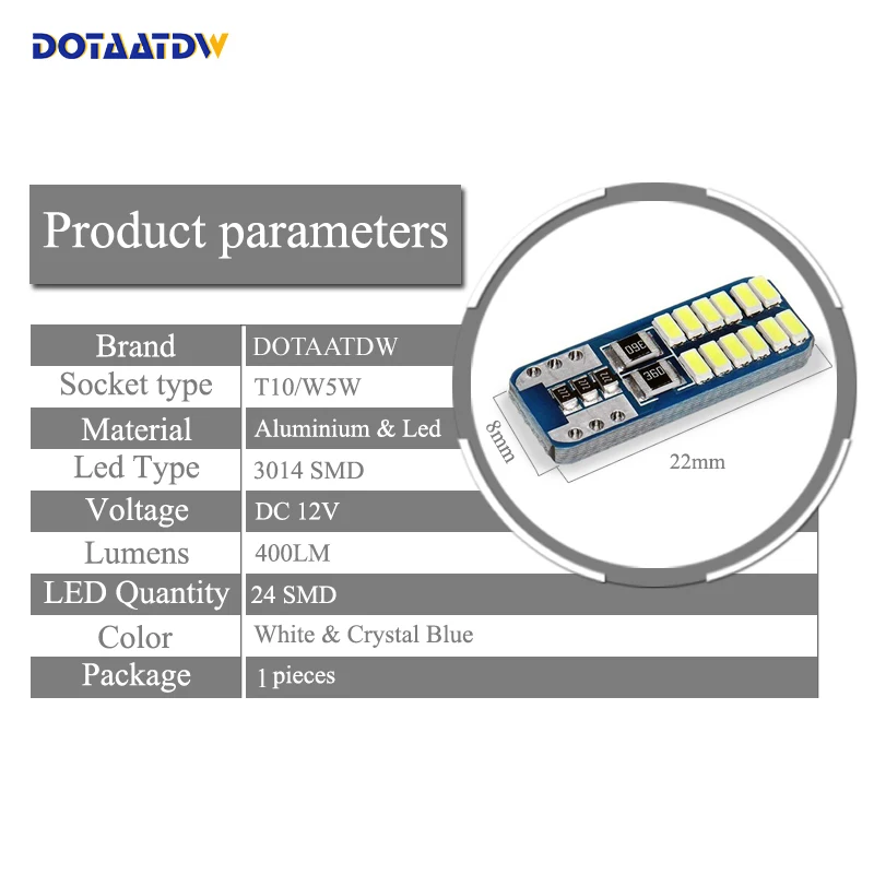 1x T10 3014 SMD 24 светодиодный W5W габаритный фонарь для Volkswagen Polo Passat b5 b6 CC Golf 4 5 6 7 mk6 tiguan |