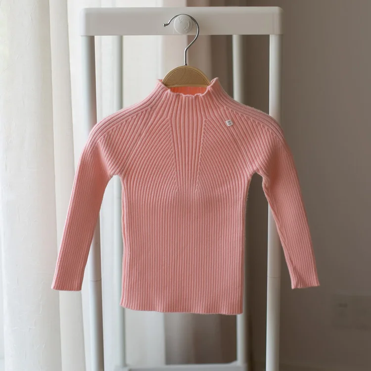 Весна Осень 2019 новый вязаный свитер для маленьких девочек Детский с полувысоким