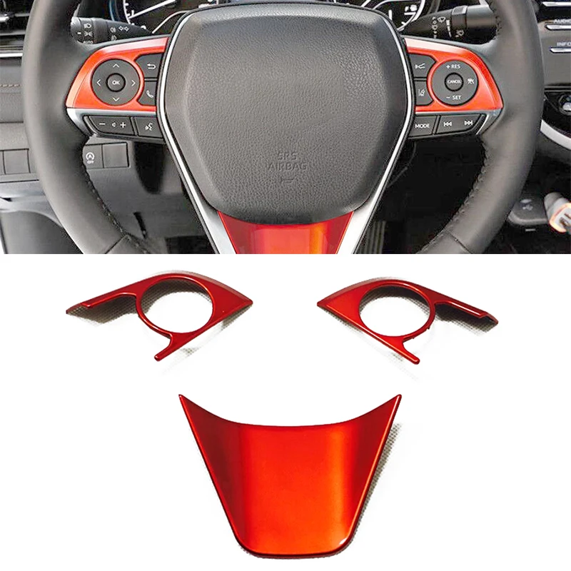 Продажа ~ 3x красная хромированная отделка рулевого колеса для 2019 Toyota Corolla хэтчбек