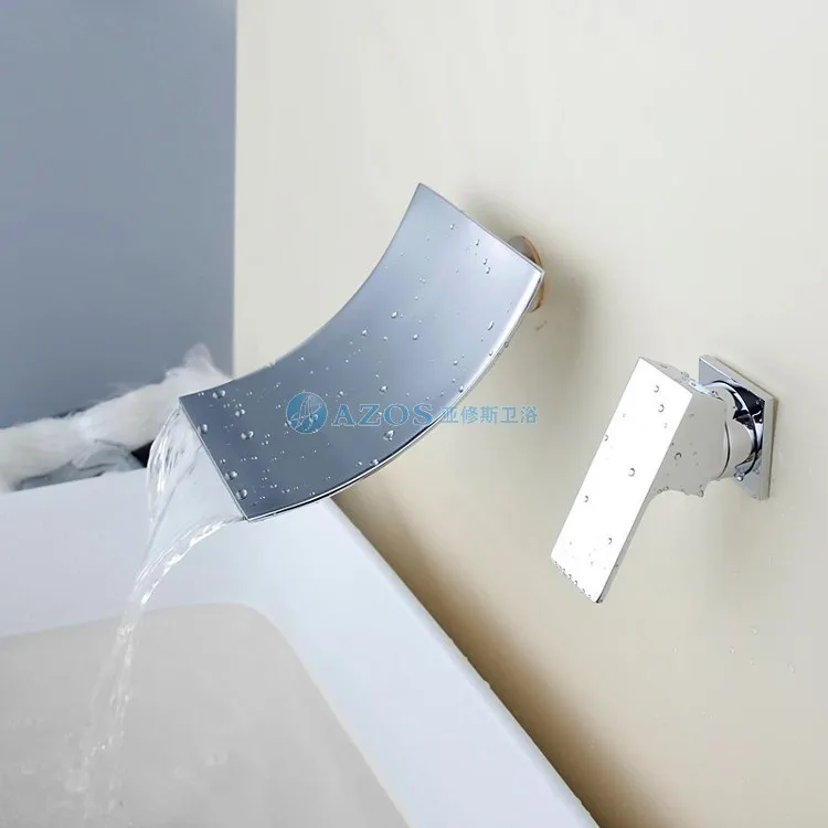 Современный кран с двумя отверстиями хромированная отделка водопад настенный