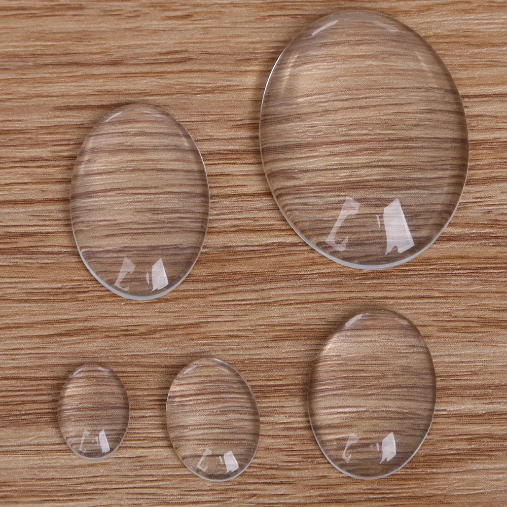 

New Multi Size Flat Back Oval Transparent Clear Glass Cabochon Cameo Settings Beads for DIY Necklaces Earrings Bracelet Jewelry