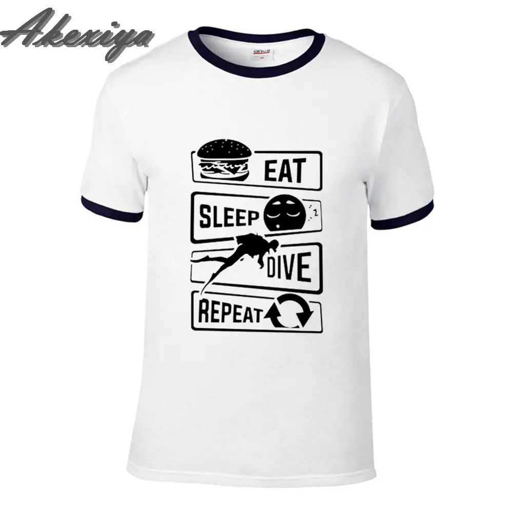 

Eat Sleep Dive Repeat tshirt men 2019 fashion Anime Design Cotton Camiseta Tee Shirt Homme High Quality Humor Shirts Men EU Size