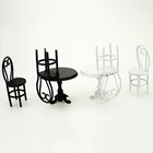 Металлический обеденный стол, миниатюрный набор стульев, модель мебели, игрушки для украшения кукольного домика 112, аксессуары для кукольного домика