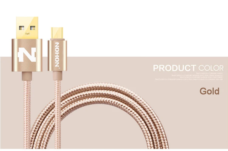 NOHON 3 м 2 м 1 м Micro USB кабель Быстрая зарядка Mirco USB кабели для samsung Xiaomi Android провод для зарядки мобильного телефона шнур для передачи данных - Цвет: Gold