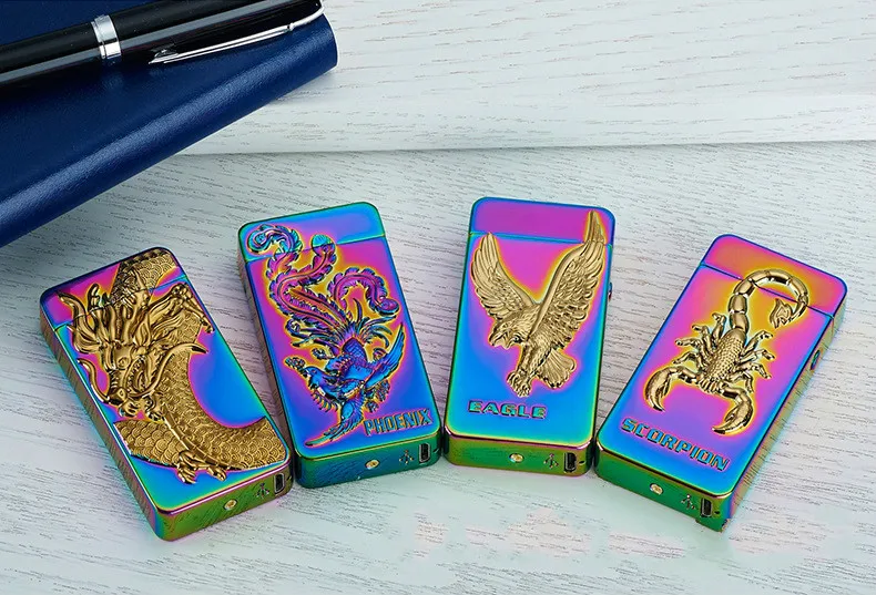 Импульсная дуговая зажигалка, USB перезаряжаемая зажигалка, креативный дизайн, электрическая двойная дуговая плазменная Зажигалка для сигарет, курительная зажигалка