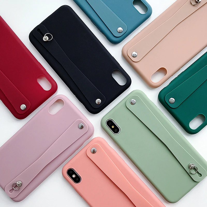 LOVECOM сплошной карамельный цвет ремешок для телефона чехлы для iPhone 11 Pro Max XS Max XR 6 6S 7 8 Plus X Мягкая силиконовая задняя крышка
