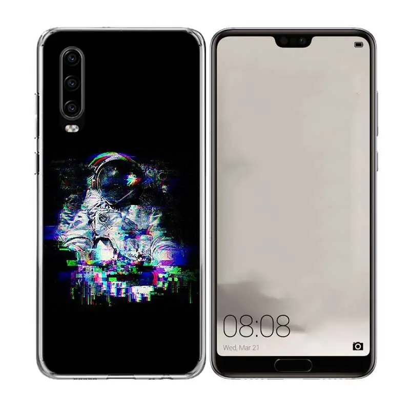 Силиконовый чехол для задней панели Abstract Line Face art dark Huawei P30 P20 Mate 20 10 Pro P10 lite P Smart + Plus