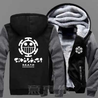 21 Новые зимние куртки и пальто одна деталь Толстовка аниме Trafalgar D водное право с капюшоном Толстая молния мужские толстовки - Цвет: 21
