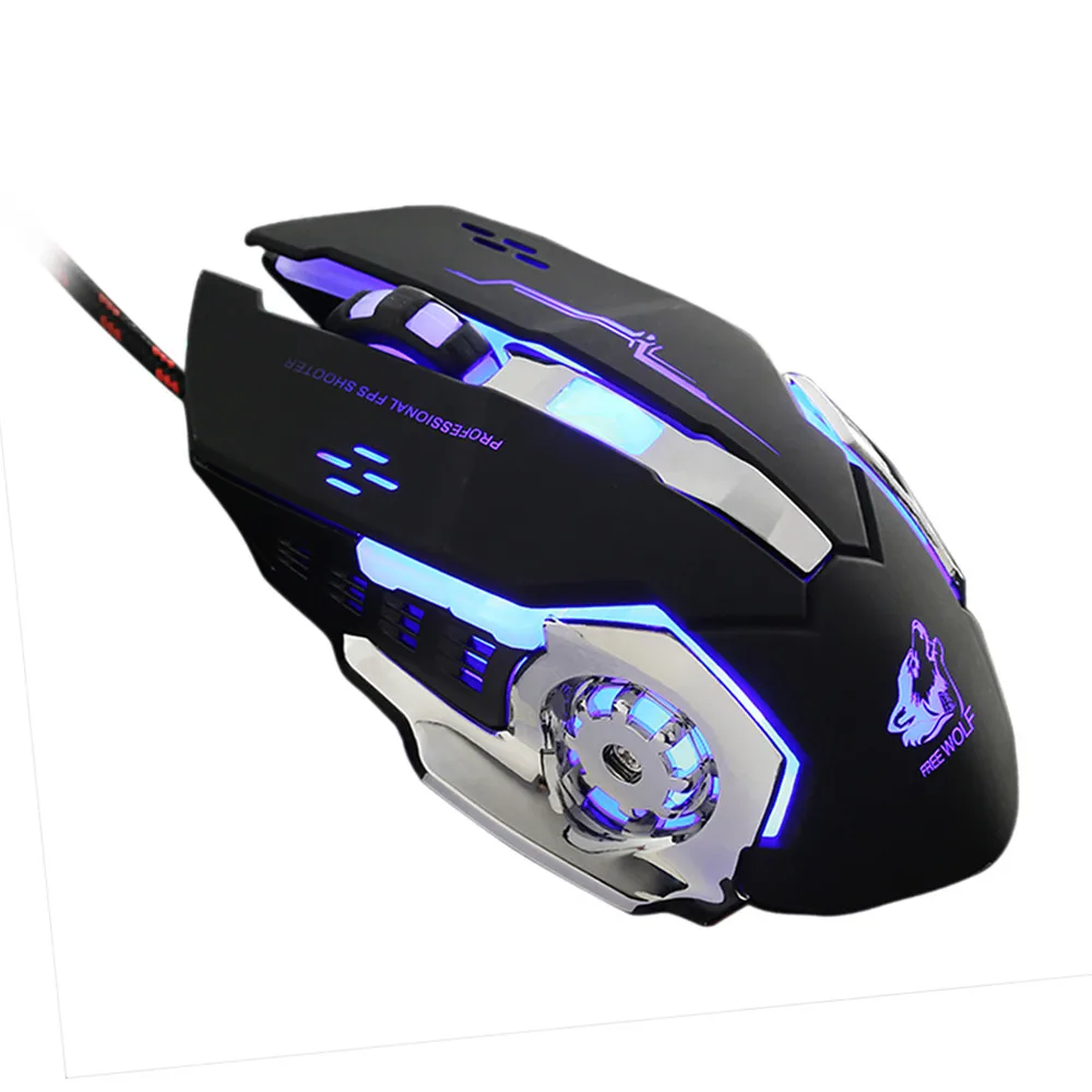 Wired LED Light 4000DPI Optical Usb Ergonomic Pro Gamer Mice Gaming Mouse Metal Plate QF27 DropShipping|Мыши| |