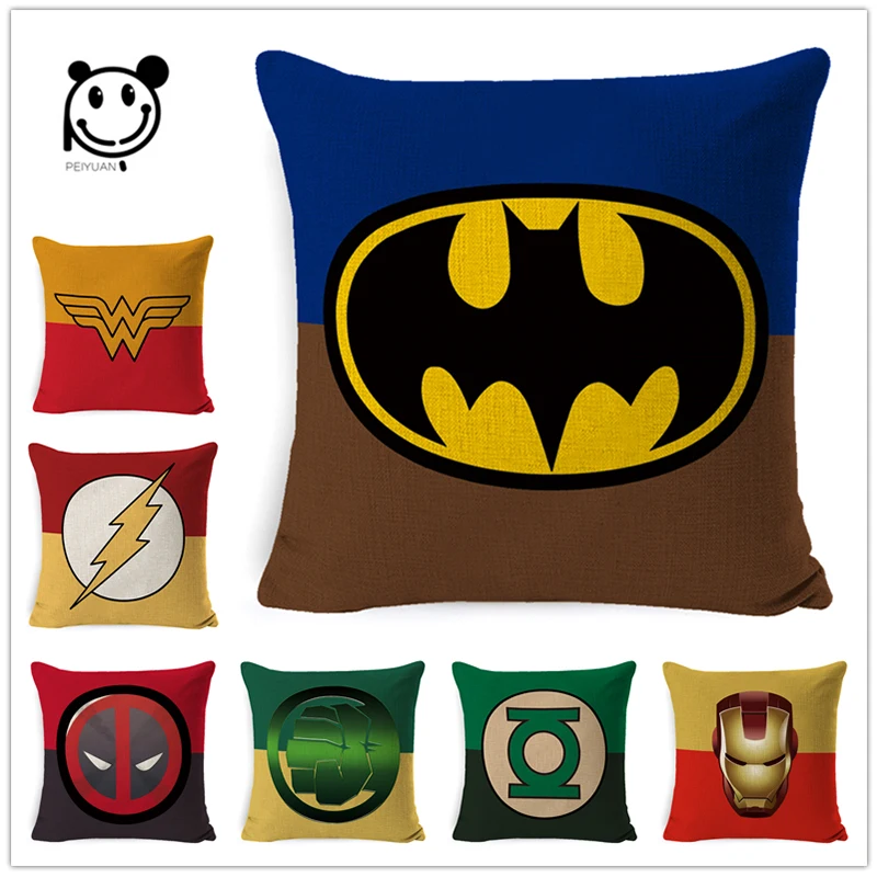 Чехол для подушки Super Heros, чехол для подушки с Суперменом, человеком-пауком, железом, американским CP Flash, украшение для дома, Клубное кресло, чехол для подушки