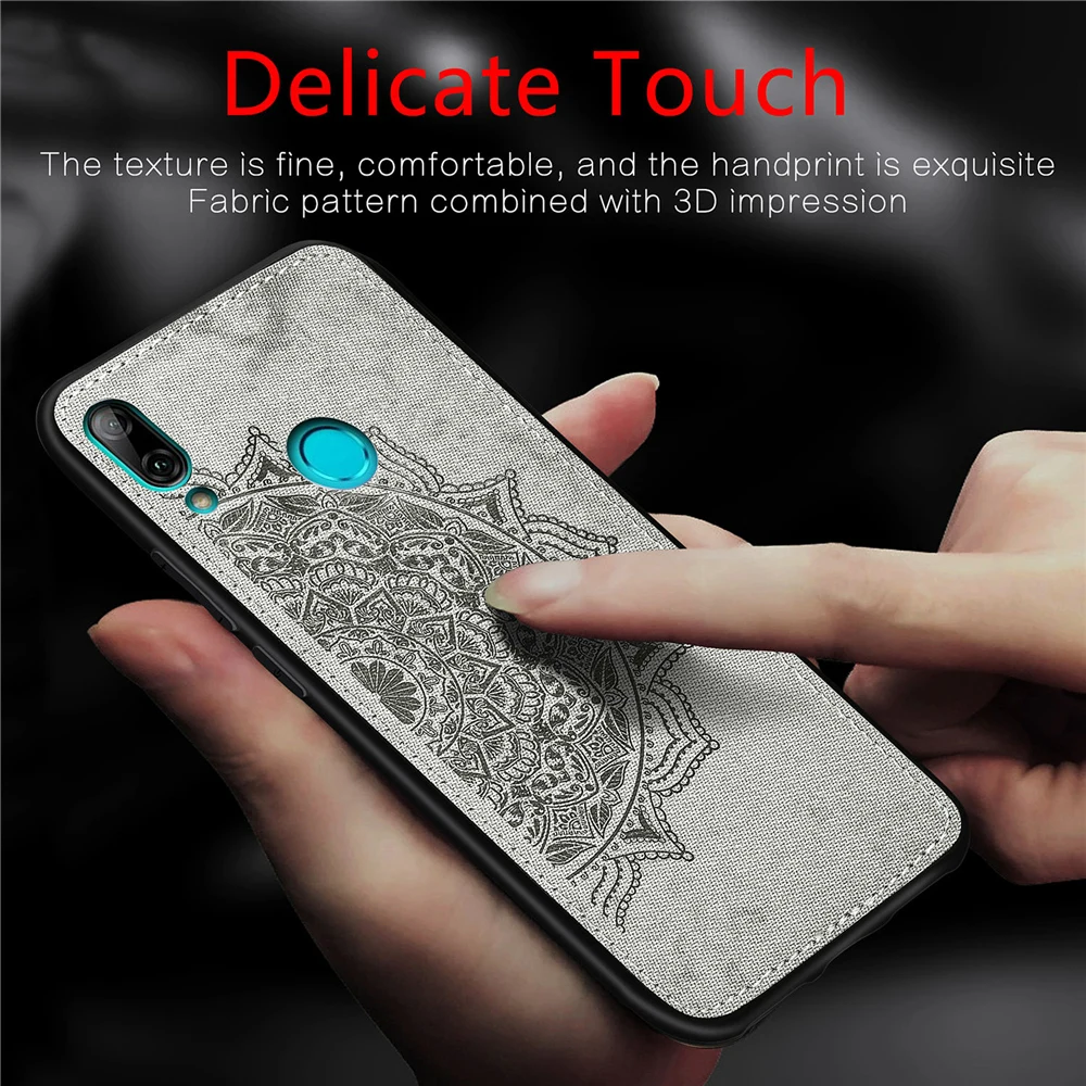 Элегантный чехол с текстурой ткани для Huawei Y7 2019, крышка Coque, на магнитный автомобильный держатель, защита.