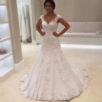 cheap vestido de noiva lace mermaid wedding dress 2021 custom made bridal gown robe de mariage