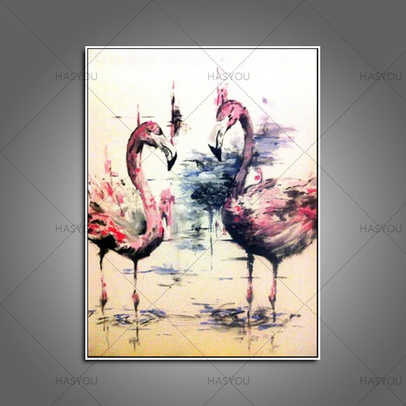 Картина маслом ручной работы Красивая Лебедь пара картин на холсте современный