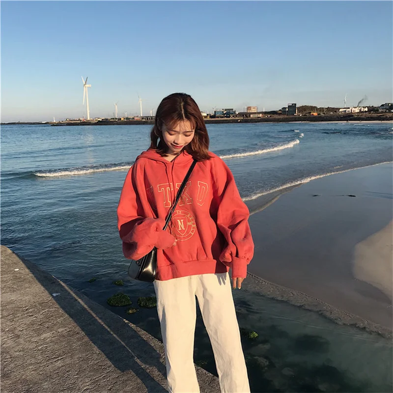 Lychee/повседневные женские флисовые толстовки с вышитыми буквами сезон осень-зима