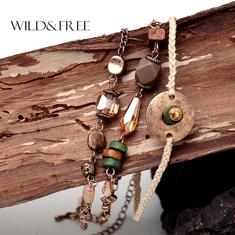 Этнические 3 шт. винтажные деревянные бусины браслеты из ткани набор античных