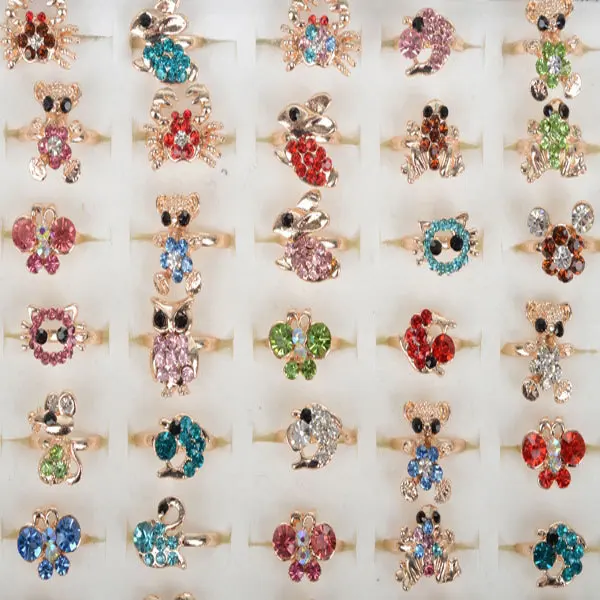 Смешанный Лот Оптовая Продажа 30 шт. детей Кольца с настоящими Австрийскими