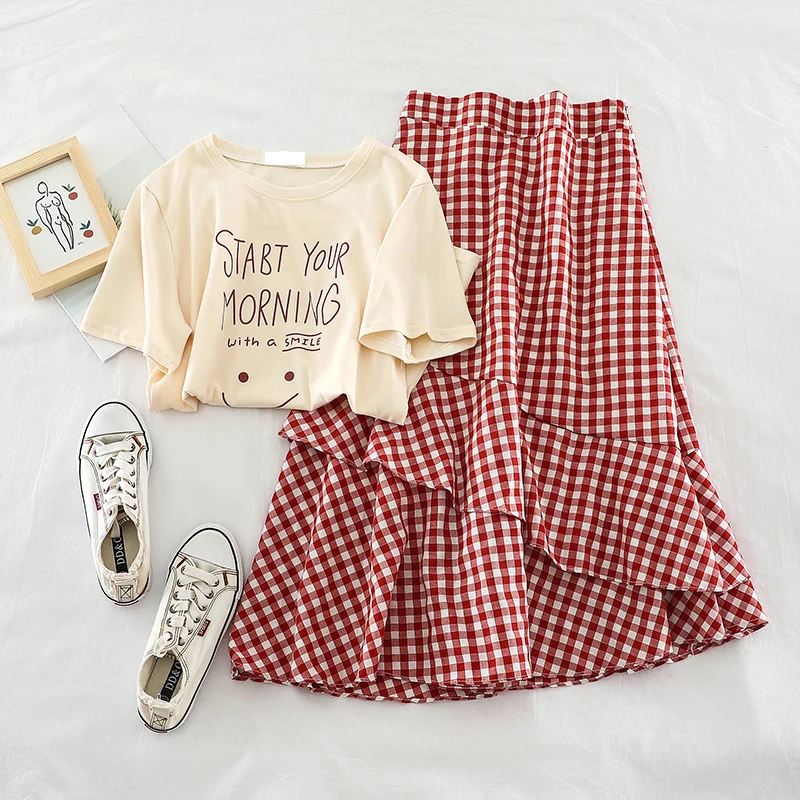 2019 новые модные женские комплект из двух предметов простой и свежий письмо