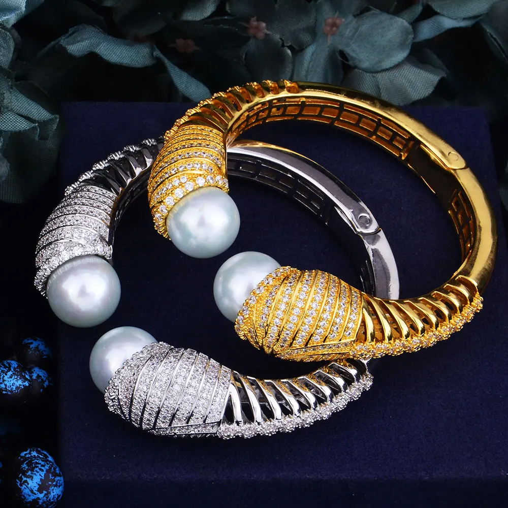 Godki Роскошные Мода имитация жемчуга Полный AAA кубического циркония Для женщин