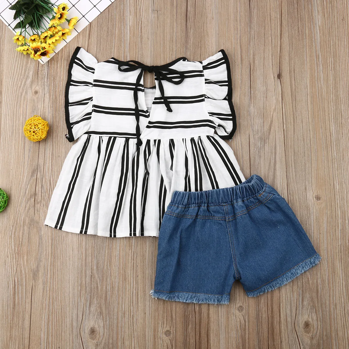 Комплект одежды из 2 предметов для маленьких девочек футболка в полоску комплект