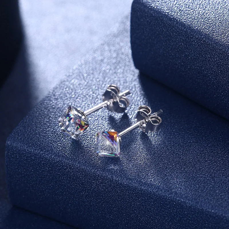 Серьги гвоздики женские из серебра 925 пробы с кристаллами Swarovski|Серьги-гвоздики| |