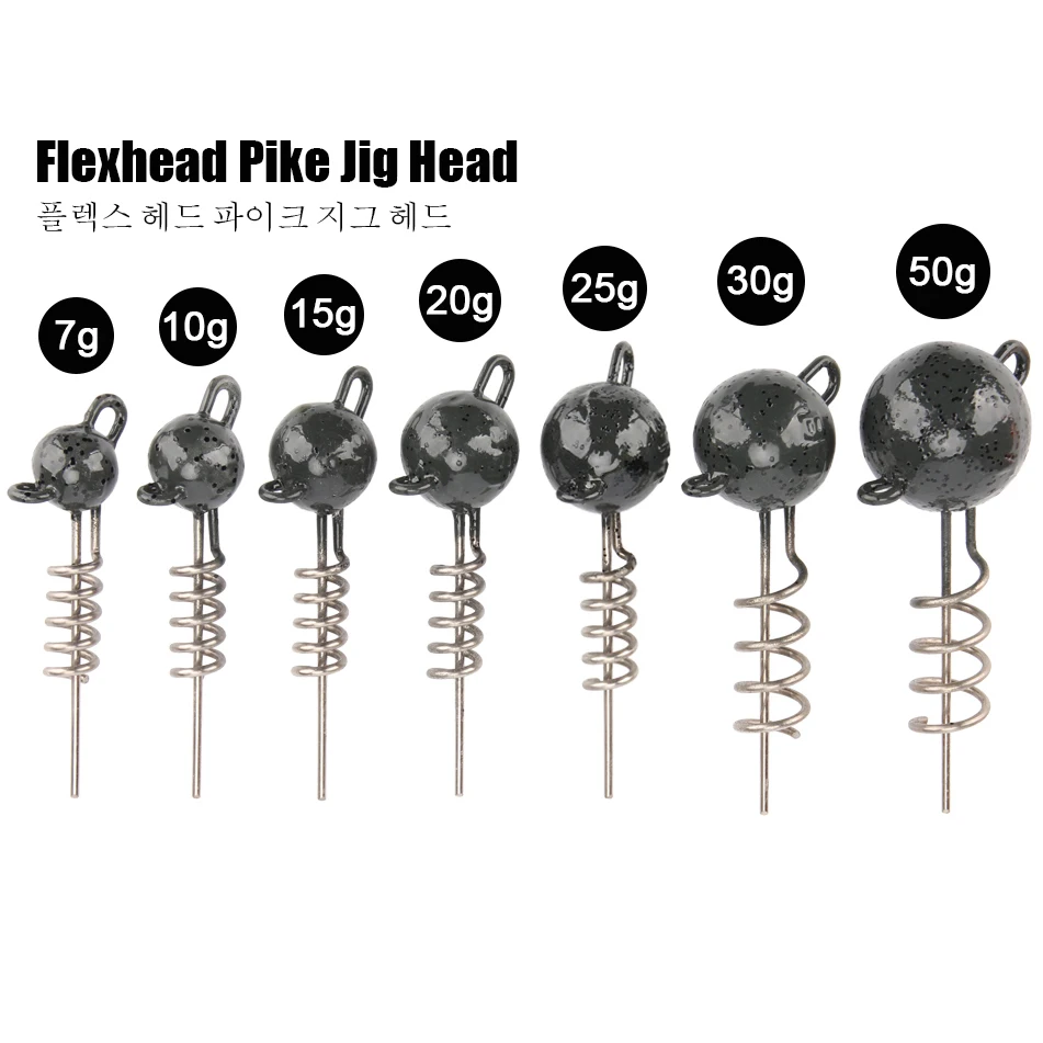 Новый стиль 7 г/10 г/15 г/20 г/25 г/30 г/50 г Flexhead джиг голова на щуку Крючки набор веревок