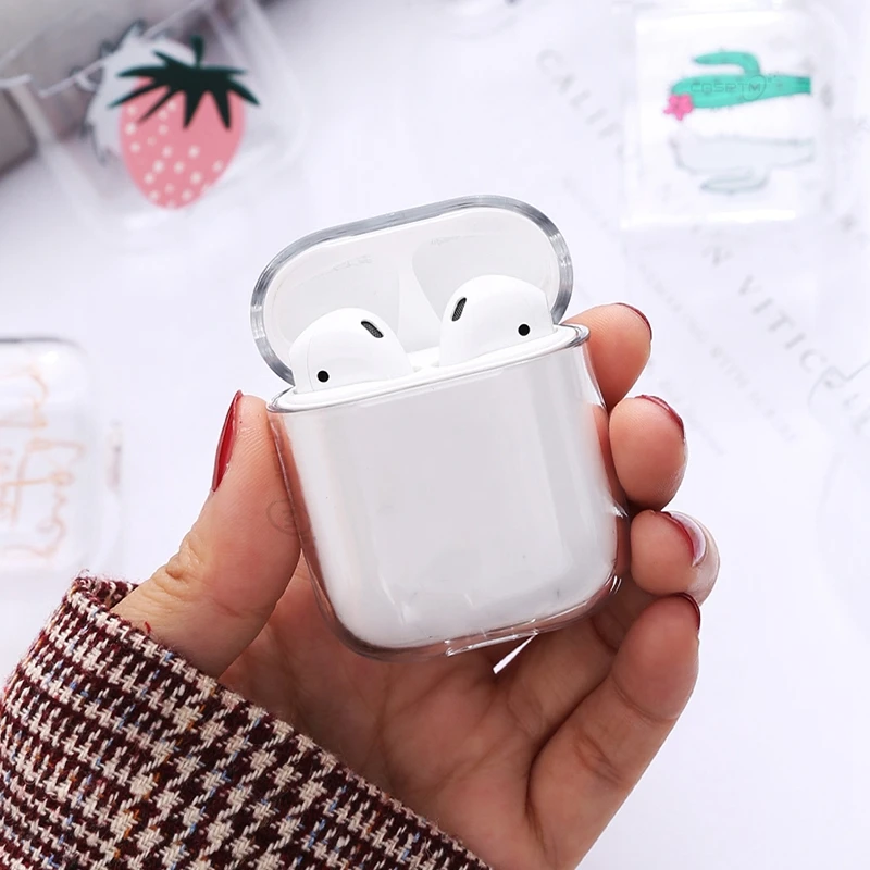 Противоударный защитный чехол для Apple Airpods прозрачный пк чехлы беспроводных